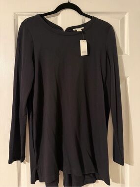 LOFT woman’s  black Zip-Up Sweater dress with Metal Zipper super soft